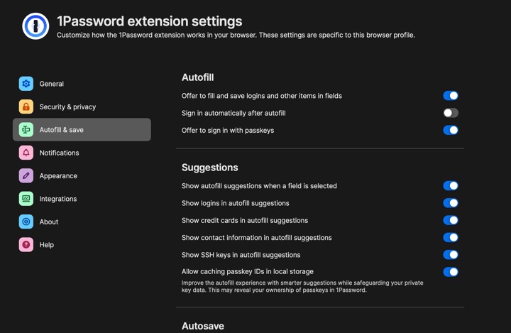 1password browser plugin configs