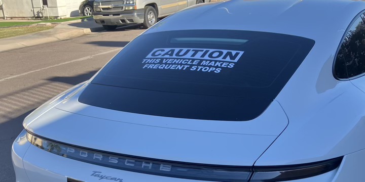 sticker on porsche rear window