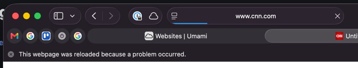 Safari page crash