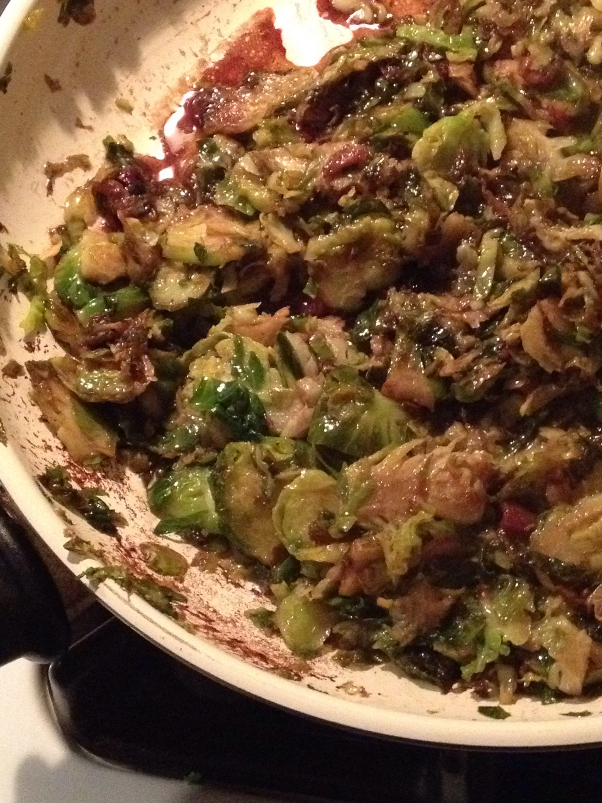 Shaved Brussels Sprouts with Bacon and Balsamic Glaze