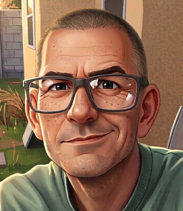 Jason Crowther in cartoon form.
